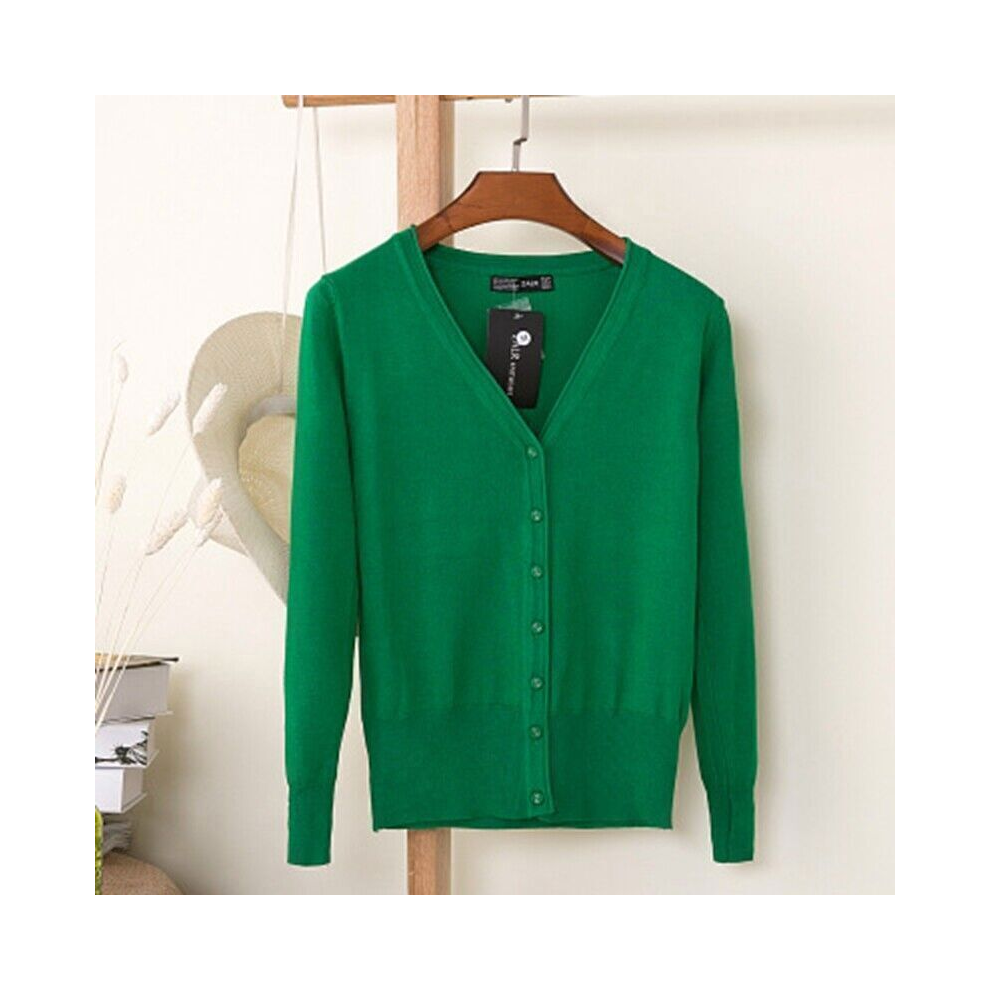 (Grass green, 6XL/UK22/24) Womens Cardigan Long Sleeve Ladies Knitted Top Outwear Cardigans Plus Size 8-24.