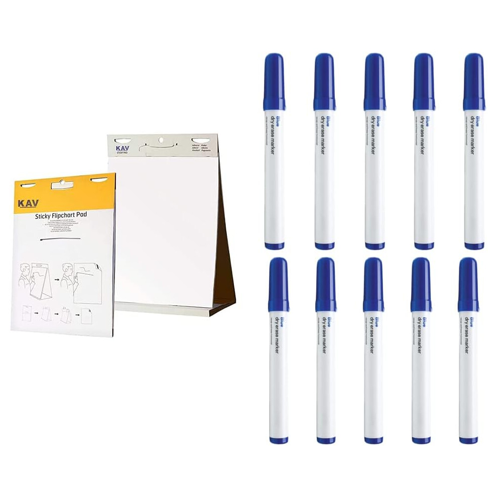( Blue) KAV Tabletop Flipchart Paper Pad with Marker Pens