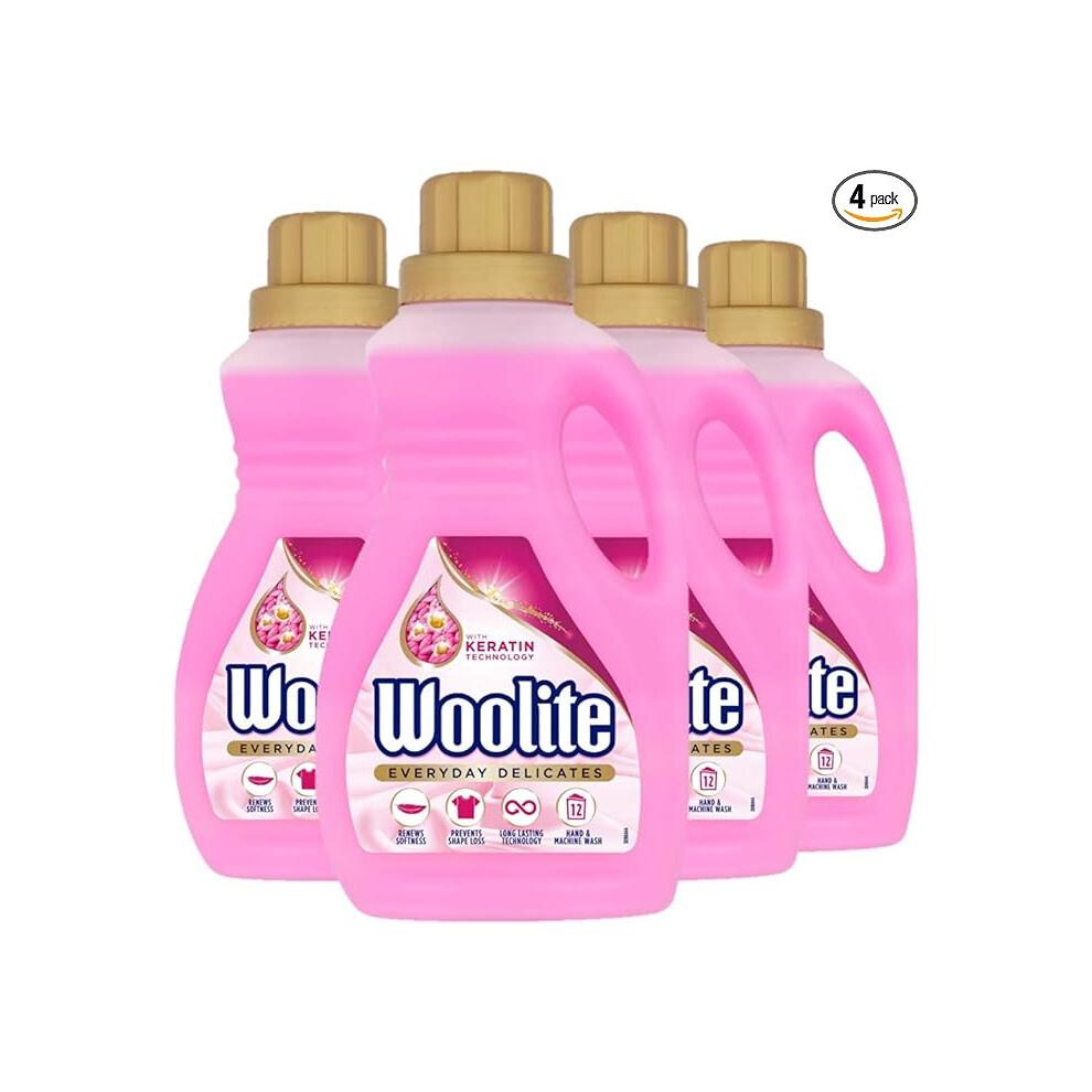 Woolite Laundry Detergent Liquid, Delicates, Hand and Machine Wash - 4 Bottles x 750 ml (3000ml)