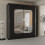 MN Furniture (Black, 180) Alberta Sliding Mirror Double Door Wardrobe 1