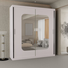 (White, 203) Alberta Sliding Mirror Double Door Wardrobe