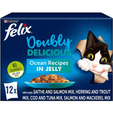 Felix Doubly Delicious Ocean Recipes Cat Food 12x100g, Pack of 4