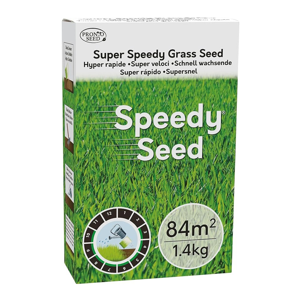 Pronto Seed Grass Seed 1.4KG Premium Quality 84 m2 r Overseeding - Fast Growing and Hard Wearing Grass Seeds  Tailored to UK Climate - Defra Approved