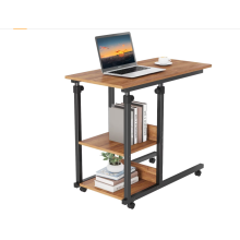 (Walnut) Height Adjustable Mobile Rolling side table