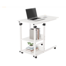 (White) Height Adjustable Mobile Rolling side table