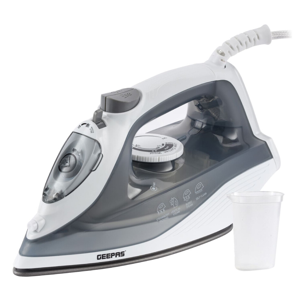 (Black) Geepas 1750W Dry & Wet Steam Iron Self clean