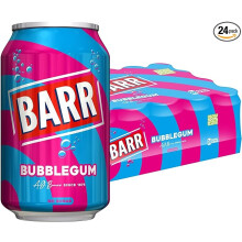 BARR since 1875, 24 Pack Blue Bubblegum Zero No Sugar Flavoured Fizzy Drink "Fizzingly Fun" - 24 x 330 ml Cans