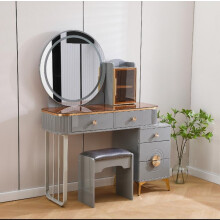 HIGH GLOSS BEDROOM DRESSING TABLE GREY AND GOLD