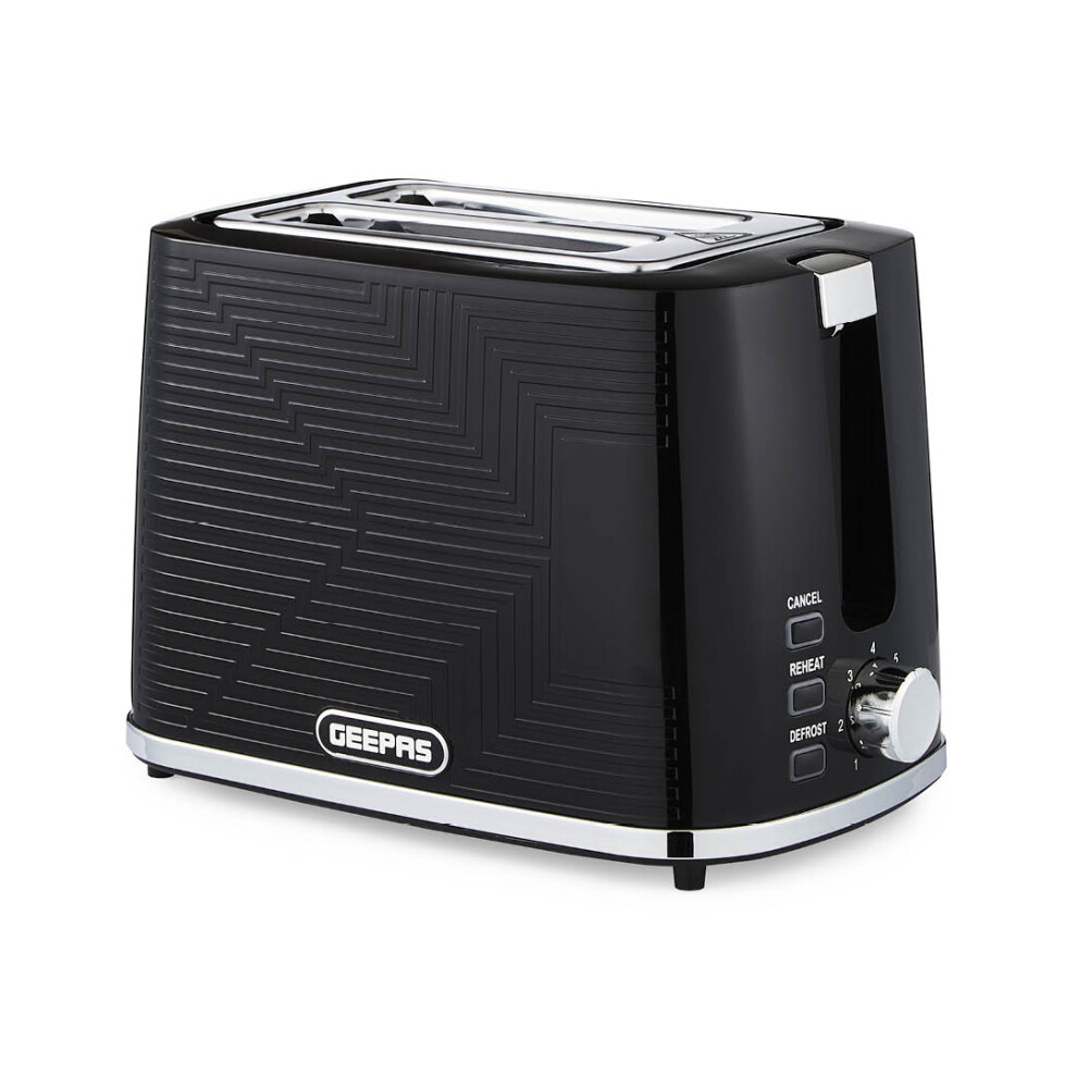 (Black) Geepas 2 Slice Bread Toaster 7 Browning Level