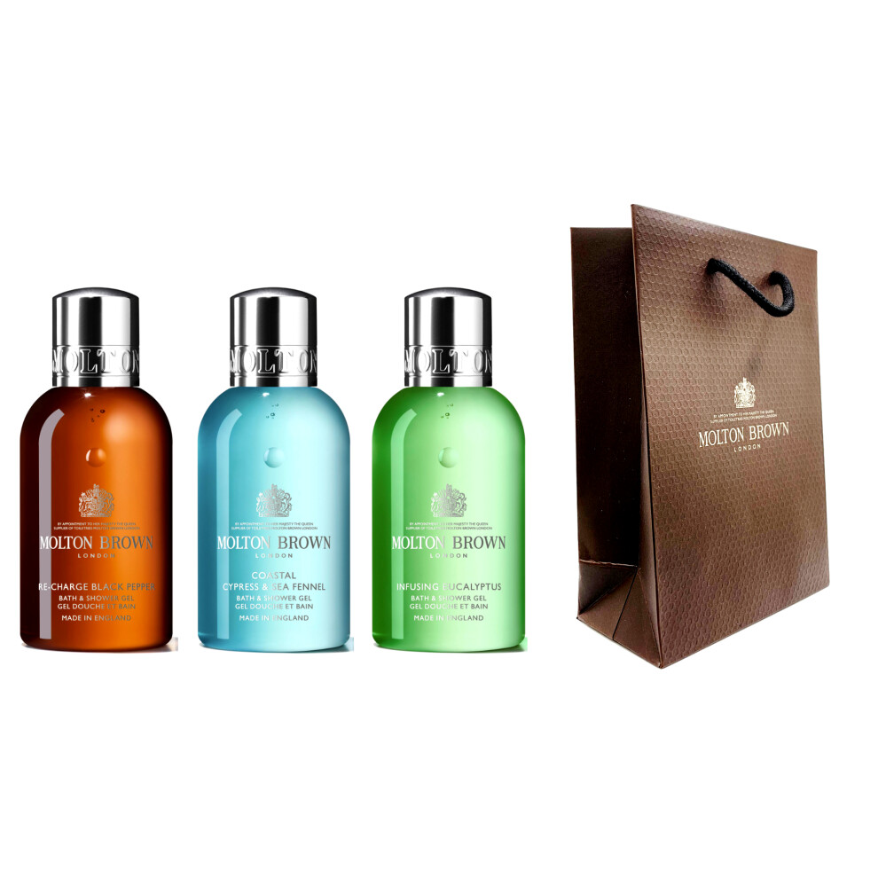 Molton Brown Men's Bath & Shower Gel Gift Set 3 x 100ml Bottles