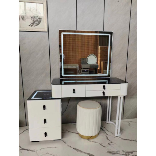 MN Furniture HIGH GLOSS BEDROOM DRESSING TABLE WHITE AND BLACK
