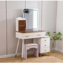 HIGH GLOSS BEDROOM DRESSING TABLE WHITE AND GOLD