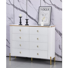 HIGH GLOSS BEDROOM CHESTER DRAWER WHITE AND GOLD