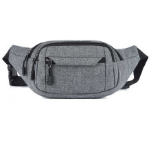 (Grey) Men Women Waist Bum Bag Travel Money Belt Wallet