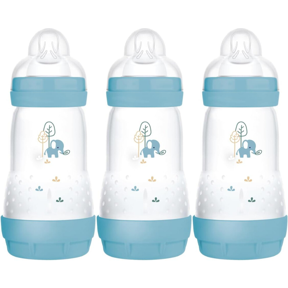 MAM Easy Start Self Sterilising Anti-Colic Baby Bottle Pack of 3 (3 x 260 ml) Anti-Colic Bottle with Medium Flow MAM Teats Size 2 Newborn Essentials