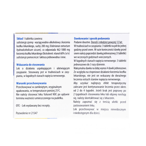 Valused Noc Plus 30x tablets for insomnia na bezsenność 2