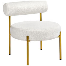 White Round Padded Seat and Gold Metal Legs Accent Chair Side Chair