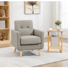 Stylish Bold Design Grey Retro Armchair Upholstered Fireside Chair