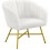 White Boucle Barrel  Round Accent Chair with Backrest/Armrest 2