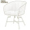 White Boucle Barrel  Round Accent Chair with Backrest/Armrest 3