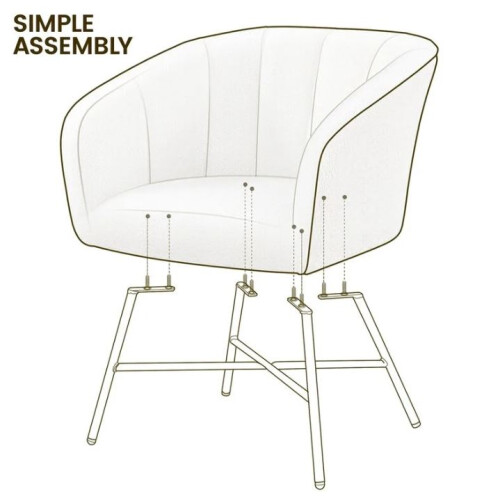 White Boucle Barrel  Round Accent Chair with Backrest/Armrest 2