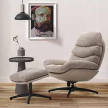Chenille Lounge Chair with Footstool