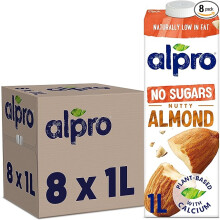 Alpro Almond No Sugars Plant-Based Long Life Drink - 1L, Vegan & Dairy Free, No Preservatives, Vitamin Boost (Pack of 8)