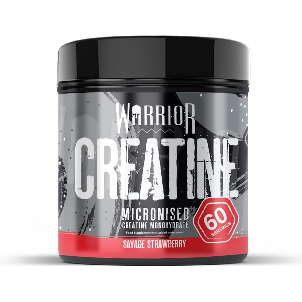 Warrior Creatine Monohydrate Powder  300g Micronised Easy Mixing and Consumption 100% Pure Creatine Proven to Improve Physical Performance 60 x 5g