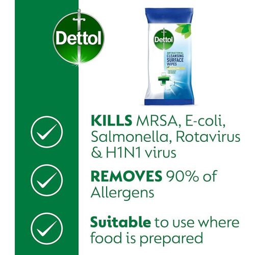 Dettol Dettol Antibacterial Biodegradable Surface Cleaning Disinfectant Wipes, 110 x 3 Wipes (Total 330 Wipes) 2