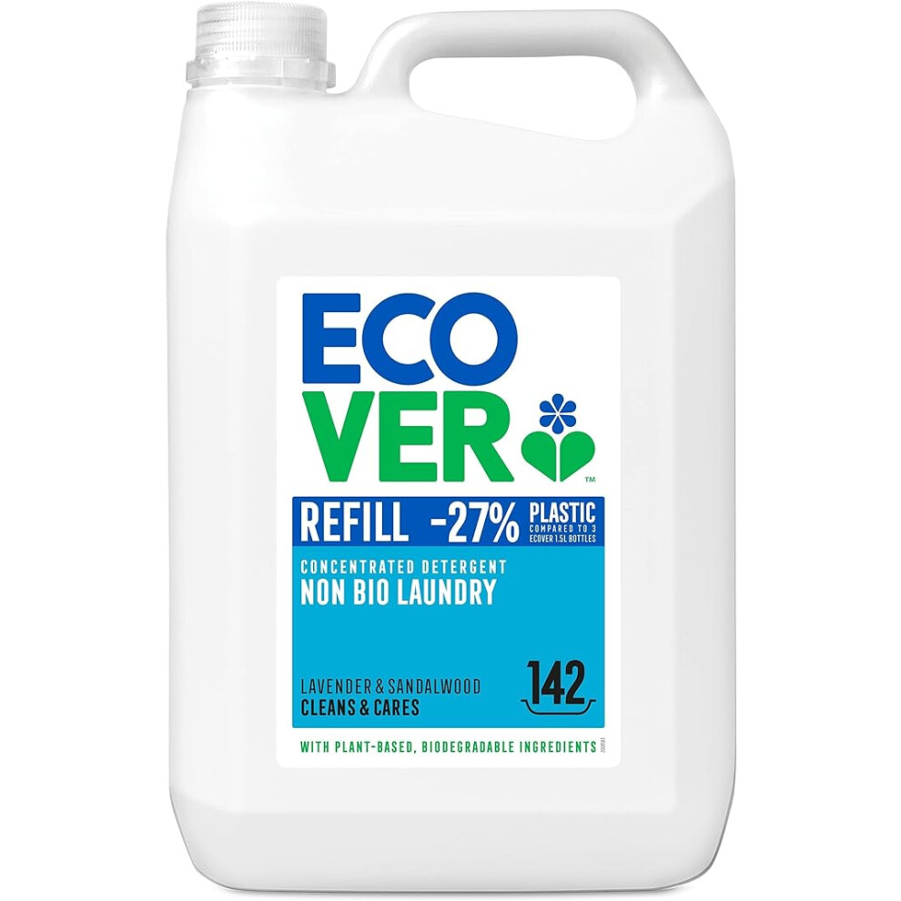 Ecover Non Bio Laundry Detergent 5L Refill, Lavender & Sandalwood, 142 Washes
