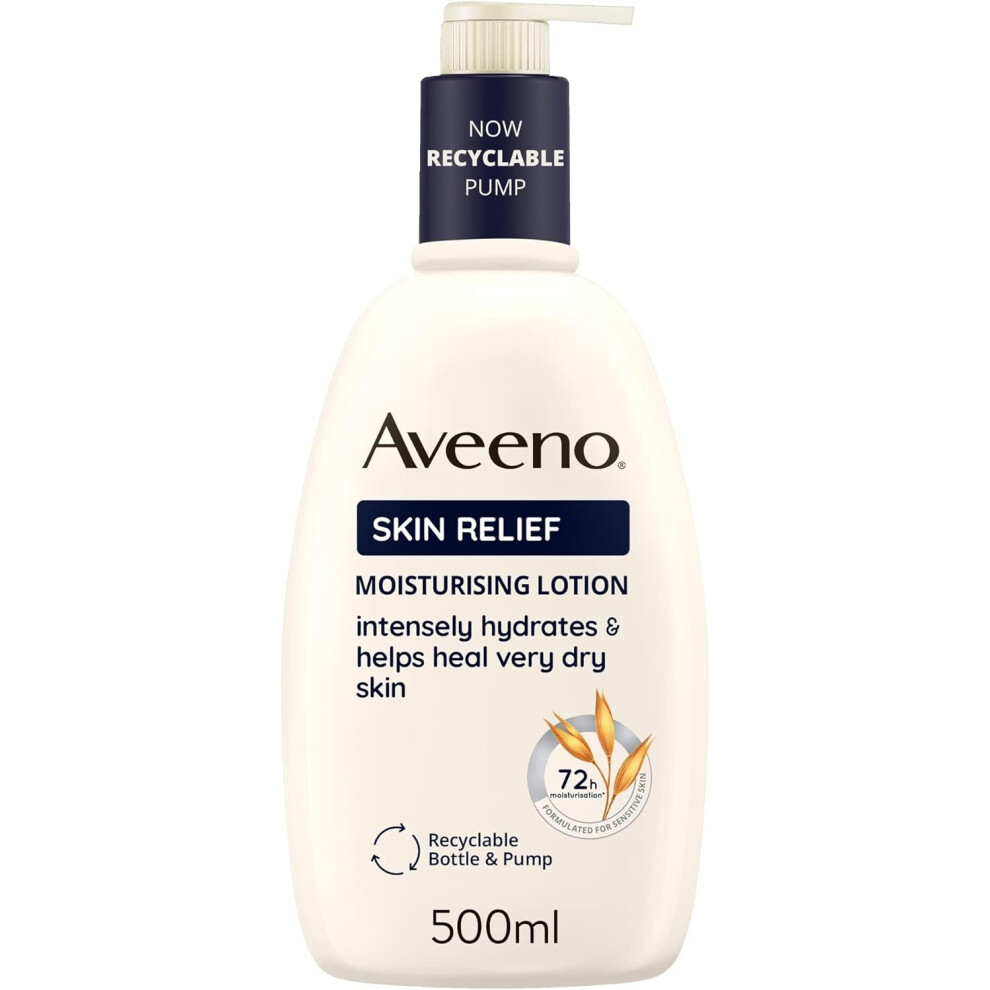 Aveeno Skin Relief Moisturising Lotion, Soothes Skin From Day 1, Body Lotion for Very Dry and Irritable Skin Care, 500ml, Label/packaging may vary