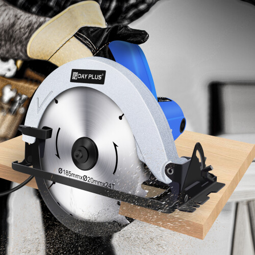 Circular Saw Heavy Duty Electric Compact Circular Saw 900W 4700RPM Wood Plastic DIY Cutting Tool 180mm Blade Kit, 45° Cutting Angle