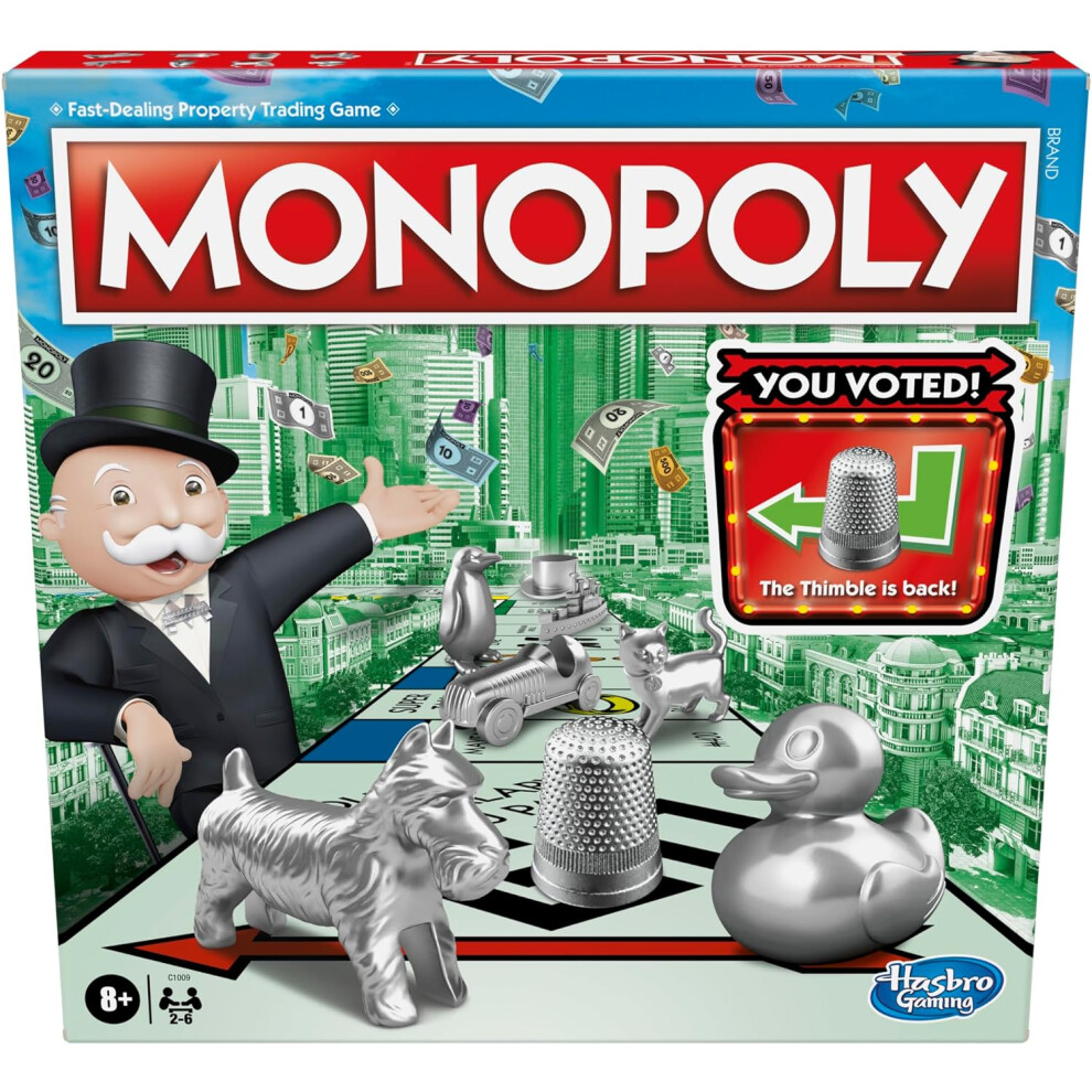 Monopoly Board Game, Family Time Games for Adults and Children, 2 to 6 Players, Strategy Fun for Kids, Easter Gifts for Ages 8 and Up