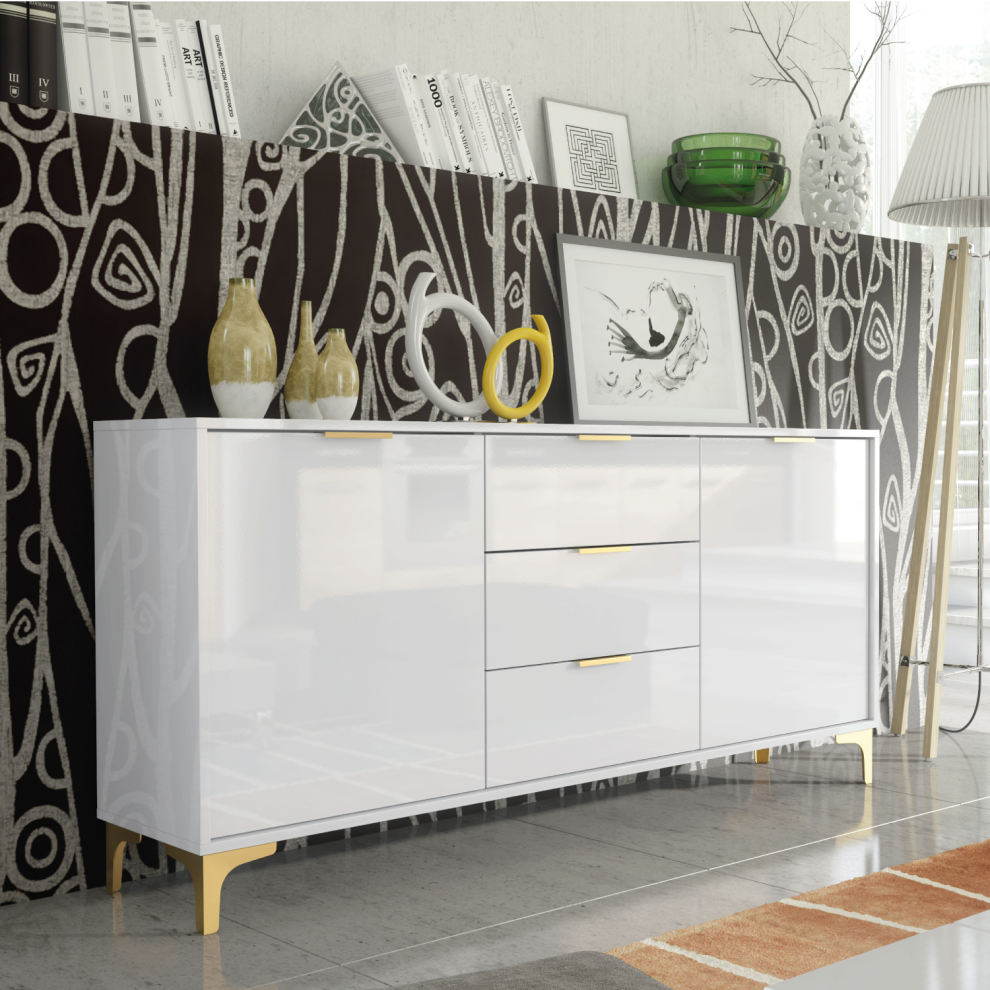Sideboard 140cm Luxury Creative Furniture - White Gloss