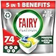Fairy Platinum Plus All-In-1 Dishwasher Tablets Bulk, 74 Tablets, Lemon, With Greasy Filter & Rinse Aid Action, Packaging may vary