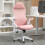 High Back Ergonomic Mesh Back Computer Pink Chair with Flip-up 2