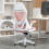 High Back Ergonomic Mesh Back Computer Pink Chair with Flip-up 3