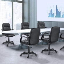 Ergonomic Faux leather Swivel Chair with Comfortable Armrest