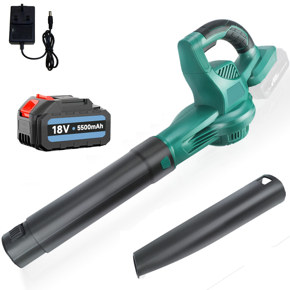 Aspirateur et souffleur de feuilles sans fil, souffleur électrique à main avec 1 batterie 5500mAh et chargeur, compatible avec la batterie Makita
