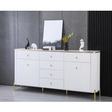 HIGH GLOSS BEDROOM CHESTER DRAWER ELEGANT WHITE WITH GOLD ACCENTS