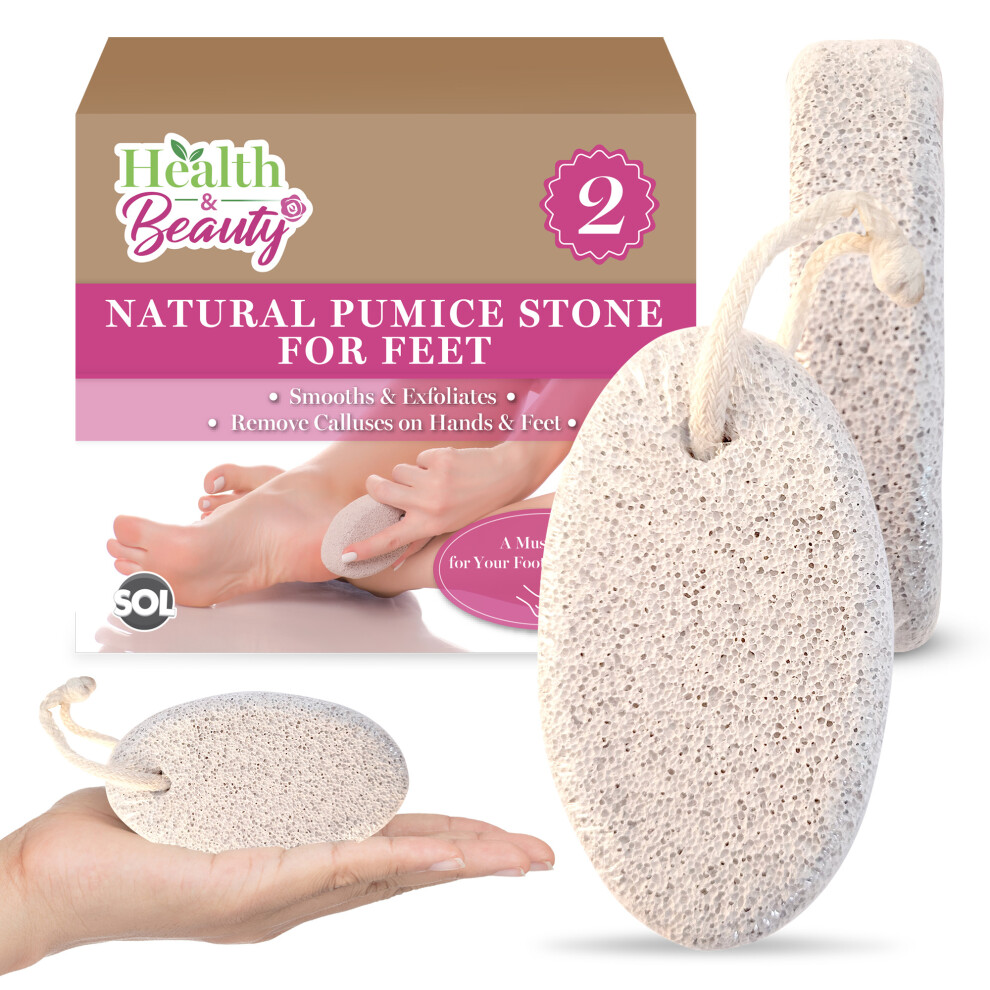 Sol 2Pk Natural Pumice Stone For Feet - Callus Remover & Scrubber