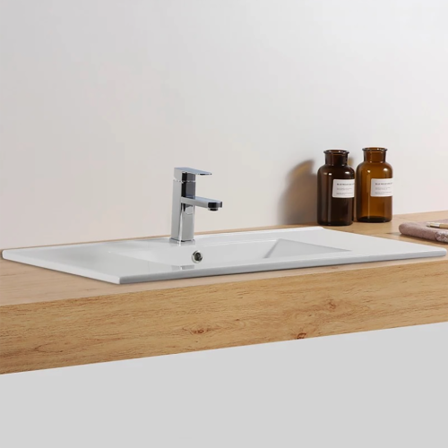 900mm Bathroom Thin-Edge Ceramic Inset Basin Sink Wash Bowl Rectangular 2