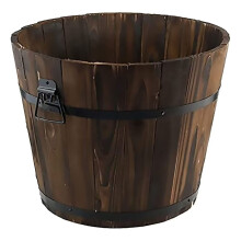 Half Barrel Planters - Outdoor Wooden Whiskey Half Barrel Flower Pot With Handle