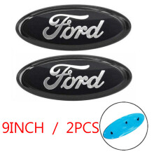 2Pcs Ford BLACK Emblem 9 inch Chrome LOGO Badge For Grille / Tailgate