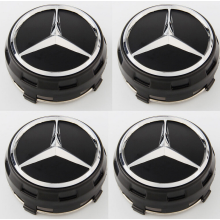 4x 75mm AMG Black Wheel Centre Caps for Mercedes-Benz A/B/C/E Class – ABS Plastic Hub Caps