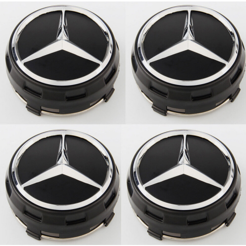 4X Wheel Centre Hub Caps AMG Black Alloy 75mm For Mercedes Benz A B C E Class