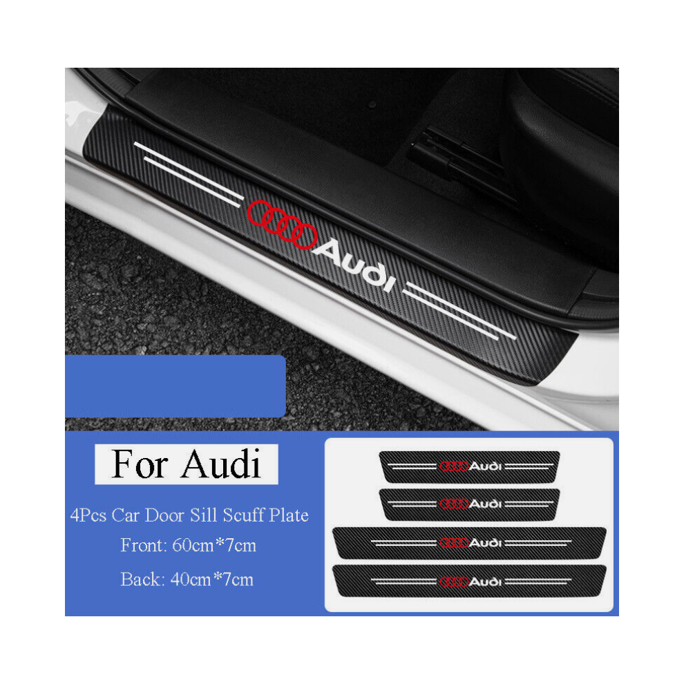 4Pcs For Audi Car Door Plate Sill Scuff Anti Scratch Decal Sticker Protector