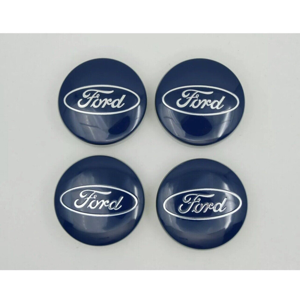 Ford BLUE 54mm Alloy Wheel Hub Centre Caps Badges Mondeo Fiesta/Galaxy