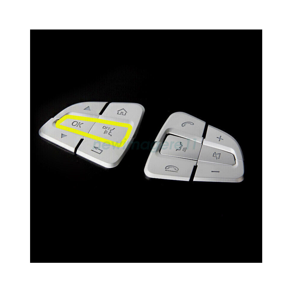 Chrome Steering Wheel Button Sticker Covers For Mercedes Benz Glc C Class Silver 8381923451240