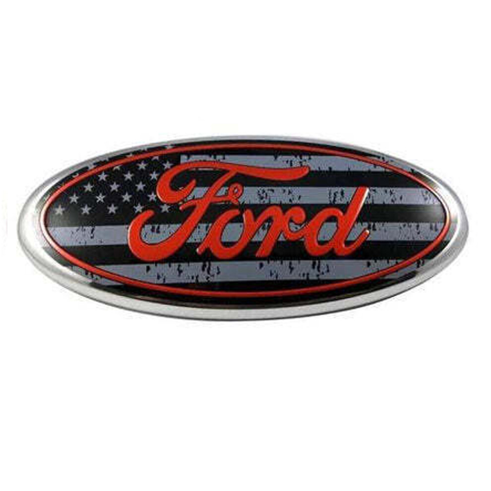 7 Inch For Ford Front Grille Ford Emblem Badge - American Flag Grey 9101665881315